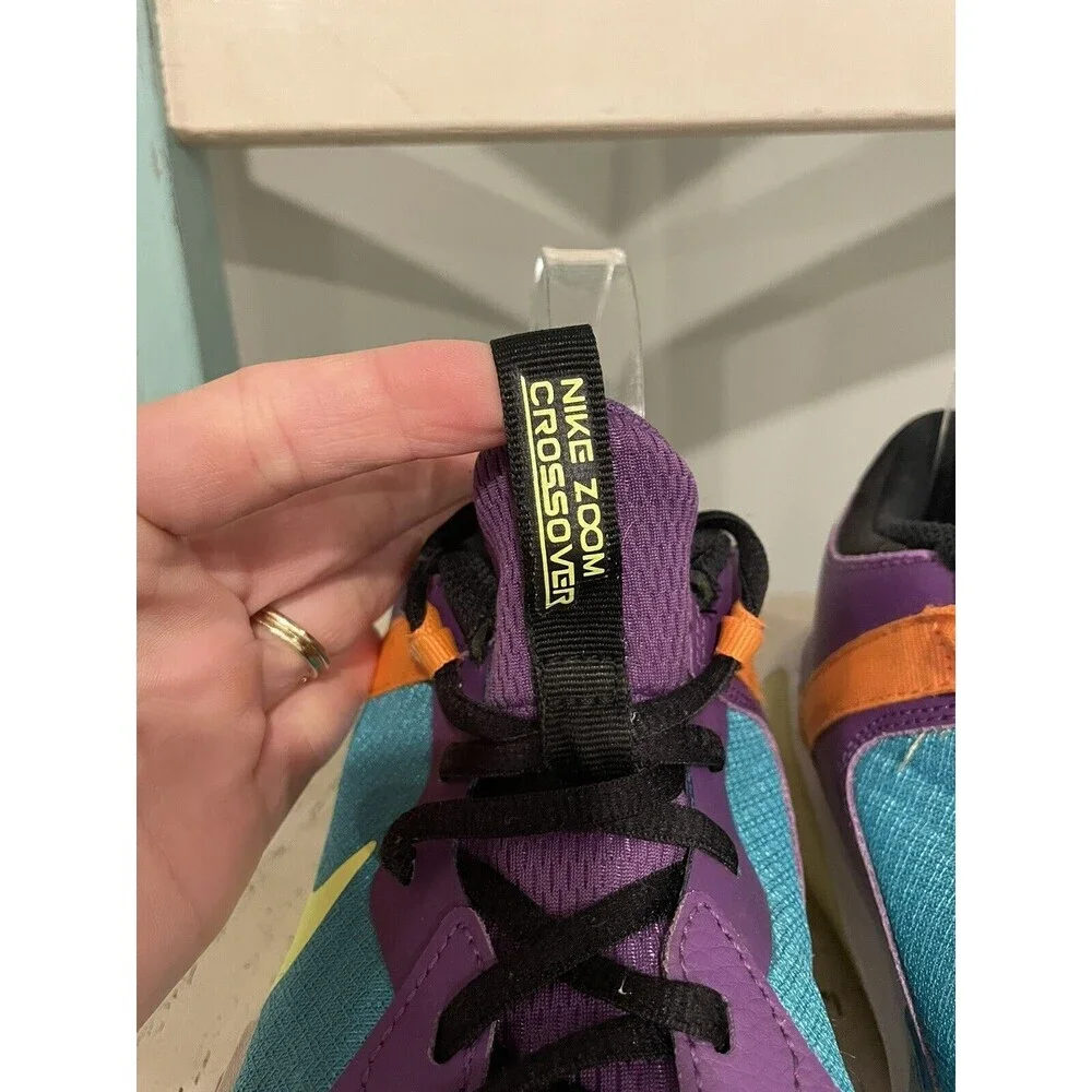 NIKE AIR ZOOM CROSSOVER BASKETBALL Big Kid Shoes Sz 7 Teal Volt Purple Sneaker